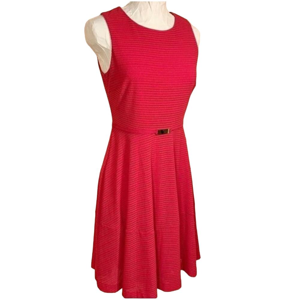 Jennifer Lopez Sleeveless Knee Length Dress Size 2 Hot Pink Twee‎ Mesh Cutouts
